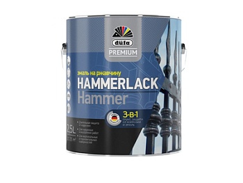 эмаль hammerlack "dufapremium" на ржавчину гладкая ral-9005 чёрный 2,5л