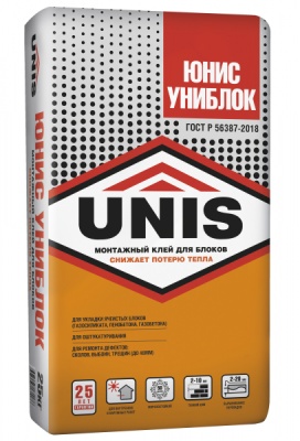 клей для блоков unis униблок зимний 25кг (48шт/под)