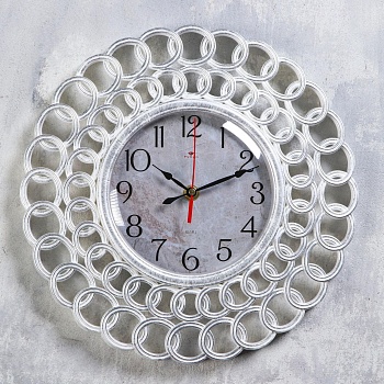 часы настенные "классика" d=31 см, корпус белый с серебром, плавный ход 5865088