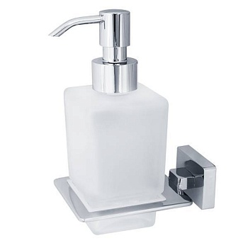 ramba дозатор жидкого мыла настенный, хром/матовое стекло