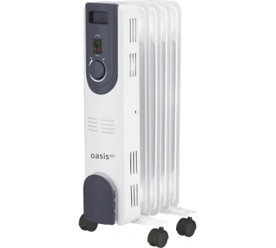 обогреватель масляный оазис ot-10 pro, 1квт, с механическим управлением, 5 секций цвет белый
