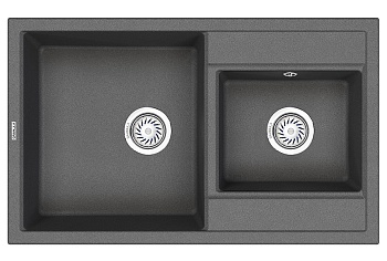 кухонная мойка 8201, графит (черно-серый) кварц с сифоном