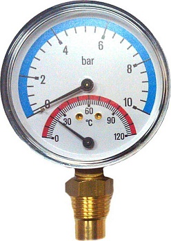 термо-манометр радиального подключения 1/2" - 10 бар (0-120°c)