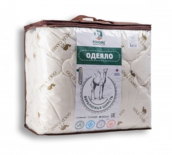одеяло верблюжья шерсть (320) тик (80/20) стеганое новая упаковка реноме (42/030н, 172*205, 2 спальное)