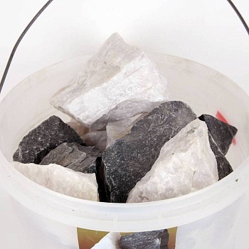 каменный микс дуэт (долерит, кварц) (20 кг, ведро, мытый)